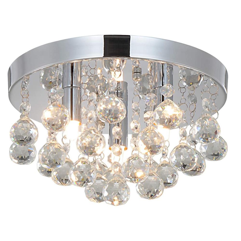 Elegant 3Lights cristal Chrome acabamento embutir luminária de teto para corredor quarto sala de estar cozinha sala de jantar Bathroom