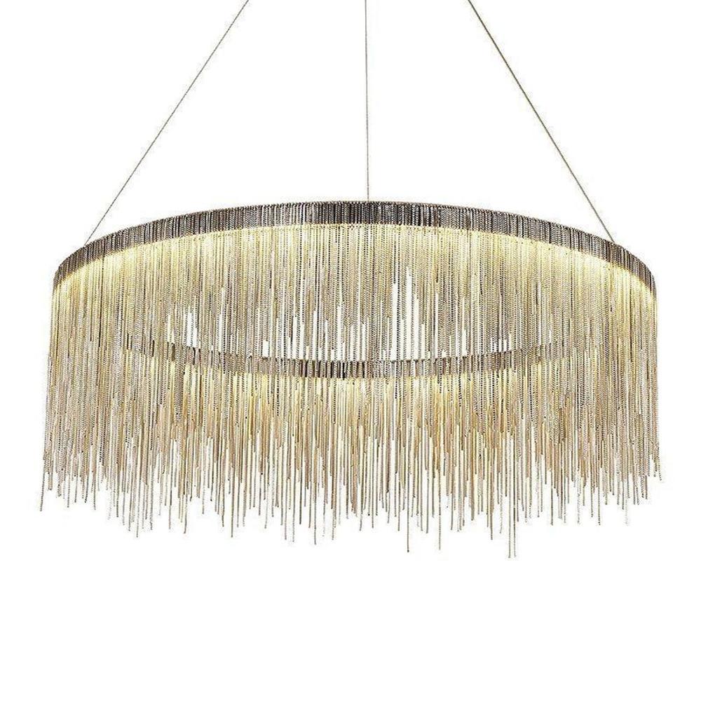 Postmodern Aluminum Chain Chandelier Nordic Tassel Waterfall Shape Pendant Lamp LED Round Hanging Line Lamp