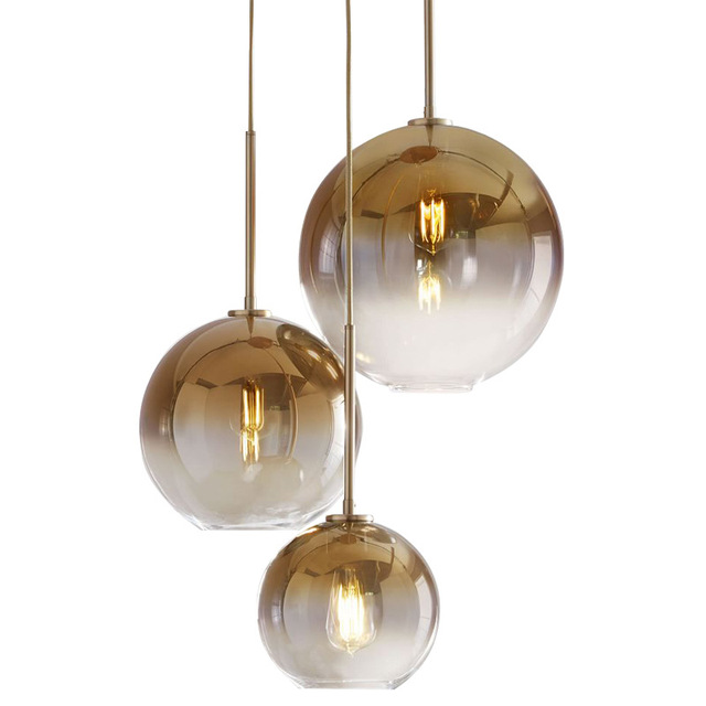Contemporary Glass bola Mirror Suspended lâmpada de teto Silver Gold Globe LED interno Decoration pendente suspenso lâmpada