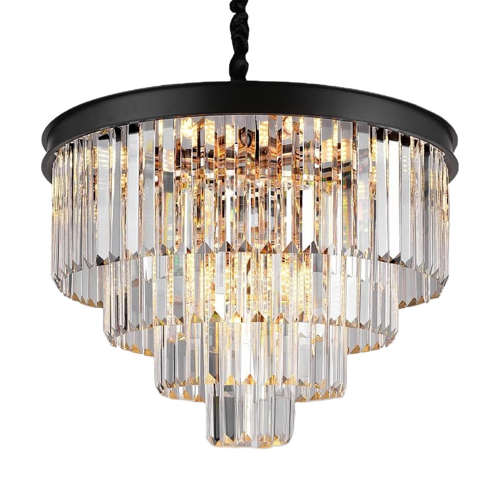 Luxury 4-Tier moderno cristal Chandeliers iluminação Contemporary pendente lustre lâmpada de teto luminárias luminária