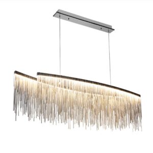 Post-moderno retangular alumínio Tassel linear lustre Rectangular pendente luminária para sala de jantar cozinha