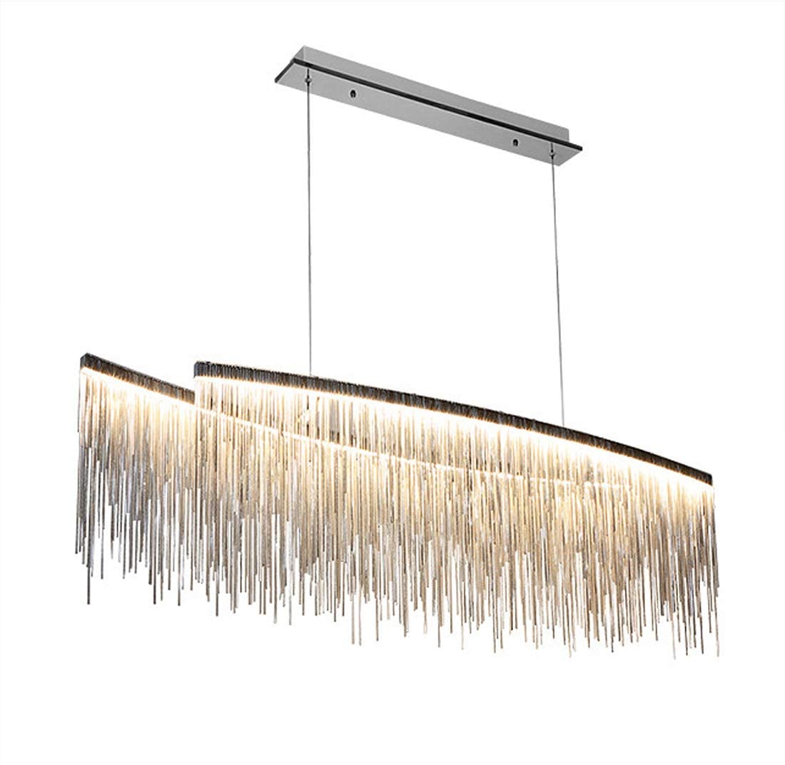 Post-moderno retangular alumínio Tassel linear lustre Rectangular pendente luminária para sala de jantar cozinha