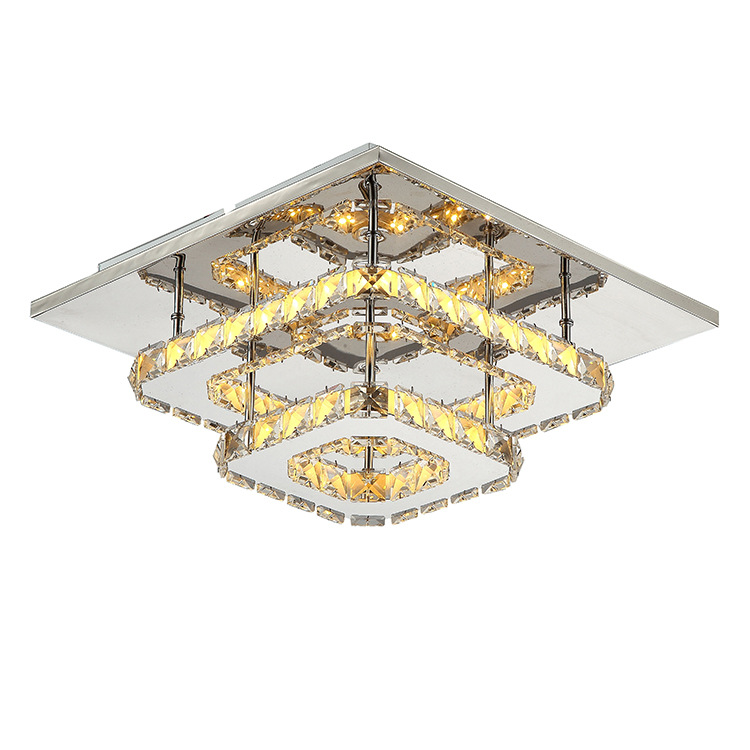moderno Decorative 36W 2 quadrado Rings cristal luminária de teto Led lâmpada de teto embutir luminária luminárias AC85-260v Bathroom Foyer